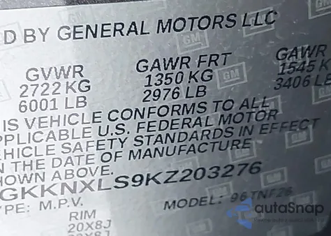 2019 GMC Acadia Denali из США, поврежденный, VIN 1GKKNXLS9KZ203276